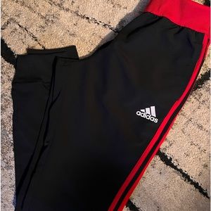Red striped Adidas track pants, like new Women’s Medium $25